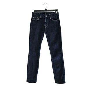 7 For All Mankind Kimmie Crop Mid Rise Dark Blue Skinny Blue Jeans 25 Preowned
